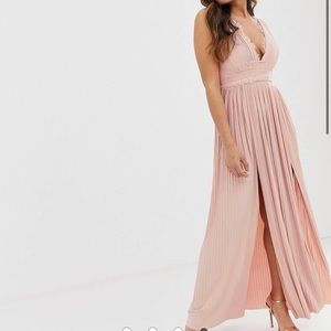 ASOS Lace Insert Pleated Maxi Dress